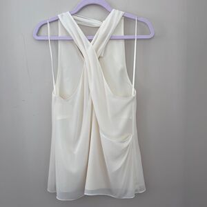 Haute Hippie White Sleeveless Criss Cross Back Tie‎ Neck Blouse Top Size S